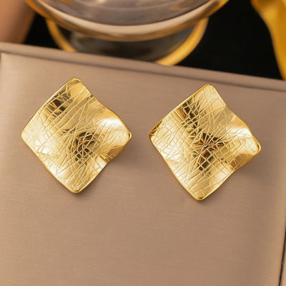 1 Pair Casual Minimalist Geometric Pleated Titanium Steel Ear Studs