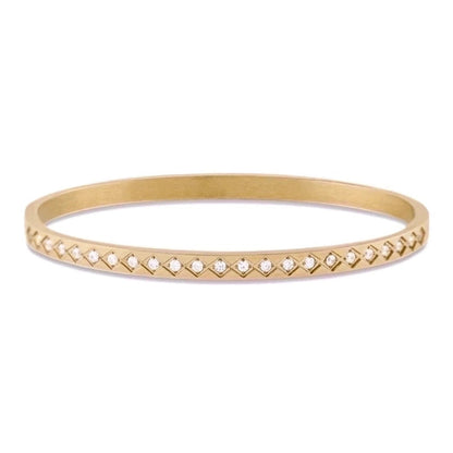 Retro Solid Color Titanium Steel 18k Gold Plated Zircon Bangle