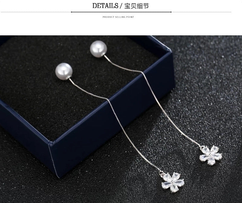 2 Pieces Elegant Star Tassel Heart Shape Inlay Alloy Artificial Pearls Rhinestones Glass Earrings