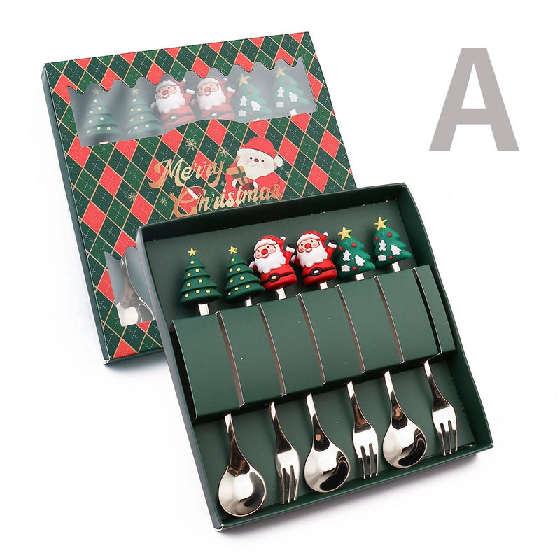 Christmas Cute Christmas Tree Santa Claus Star 304 Stainless Steel PVC Tableware 1 Piece