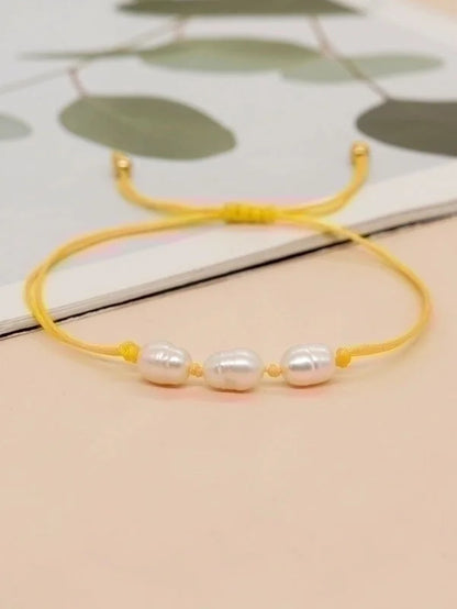 Artificial Crystal Freshwater Pearl Copper Beaded Braid Pentagram Bracelets