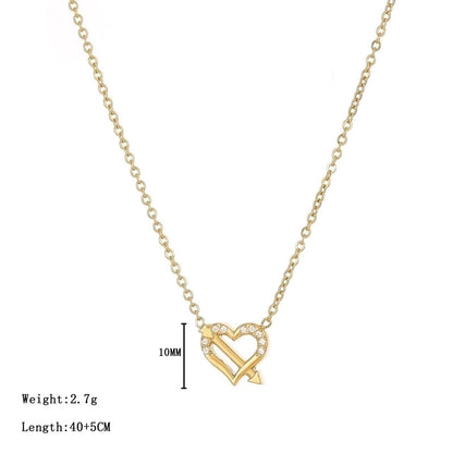 Minimalist Heart Shape 304 Stainless Steel Zircon White Gold Plated Gold Plated Plating Inlay Pendant Necklace