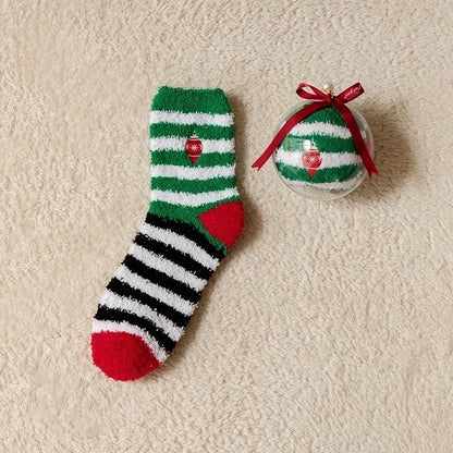 Women's Minimalist Christmas Tree Santa Claus Snowman Cotton Jacquard Crew Socks