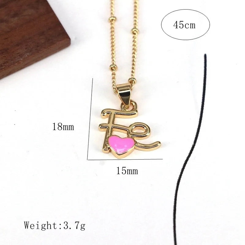 Copper Enamel Geometric Heart Shape Pendant Necklace