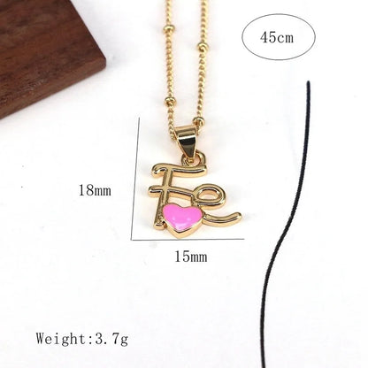 Copper Enamel Geometric Heart Shape Pendant Necklace