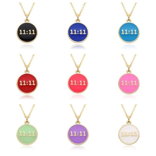 2 Pieces Copper Enamel Geometric Number Pendant Necklace