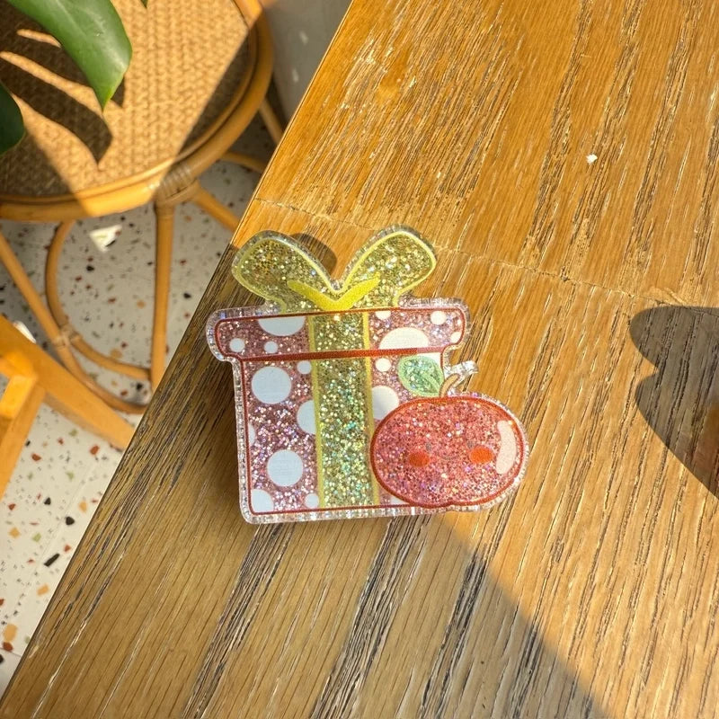 Cute Women's Christmas Tree Santa Claus Christmas Socks Arylic Hair Claws