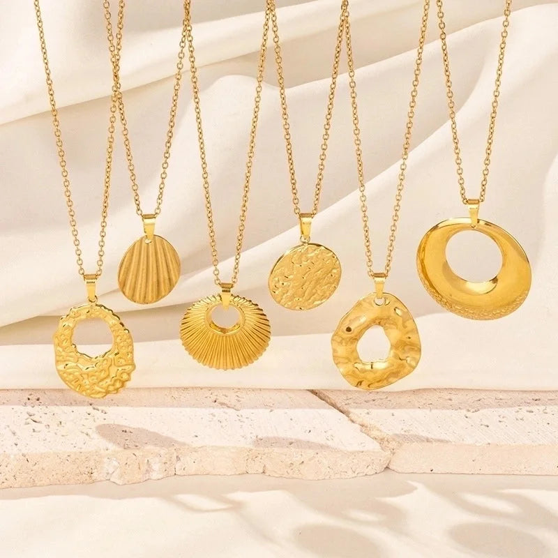 Minimalist Geometric Round 304 Stainless Steel Plating Pendant Necklace