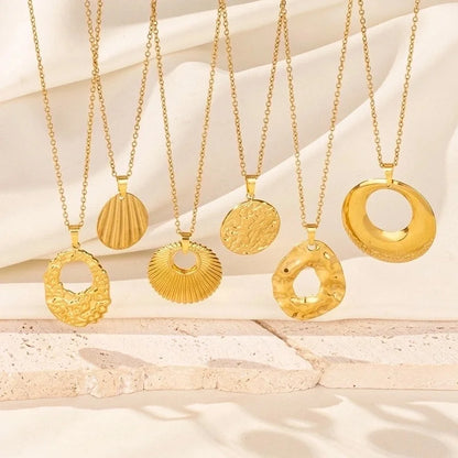 Minimalist Geometric Round 304 Stainless Steel Plating Pendant Necklace