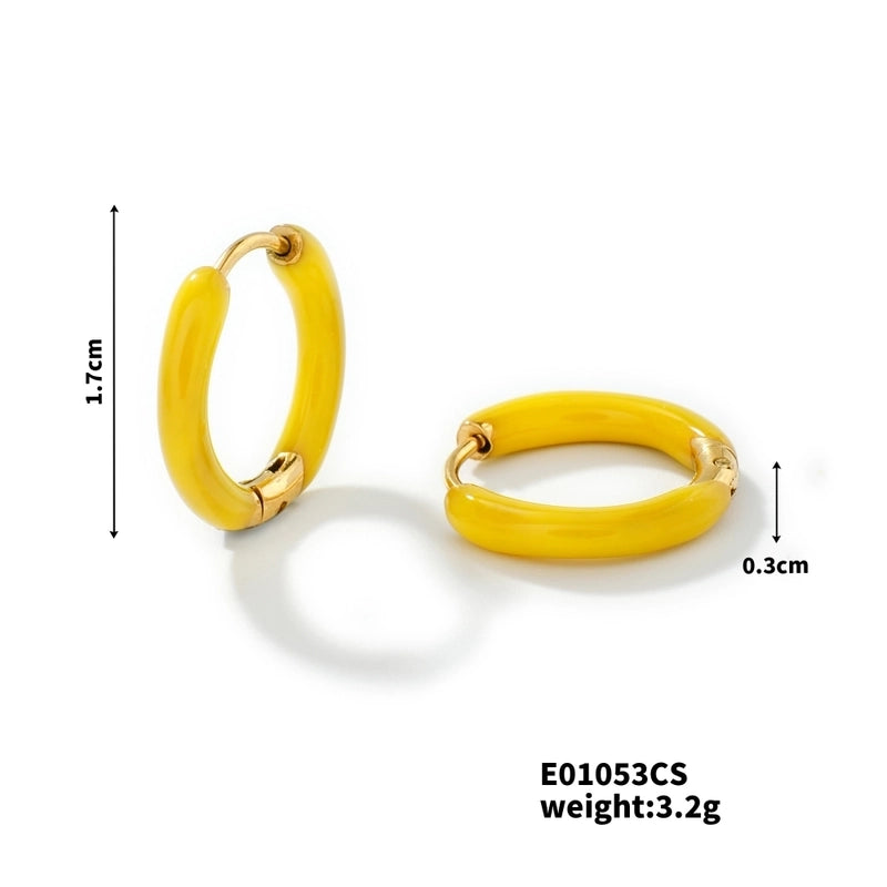 1 Piece Minimalist Artistic Commute Geometric Enamel 304 Stainless Steel Resin K Gold Plated Earrings