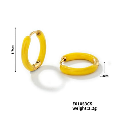 1 Piece Minimalist Artistic Commute Geometric Enamel 304 Stainless Steel Resin K Gold Plated Earrings