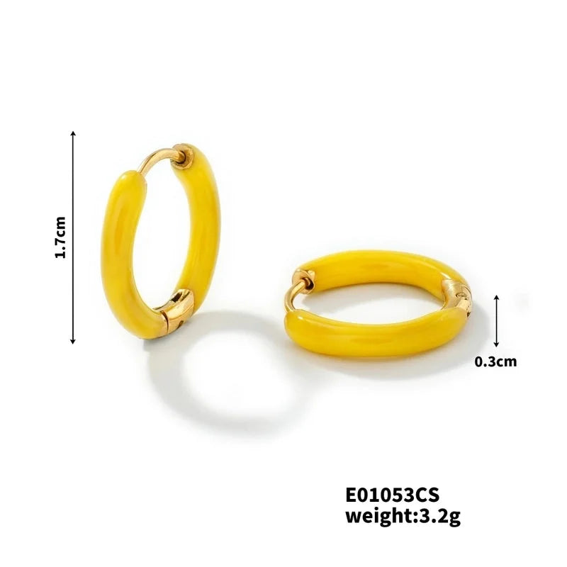 1 Piece Minimalist Artistic Commute Geometric Enamel 304 Stainless Steel Resin K Gold Plated Earrings