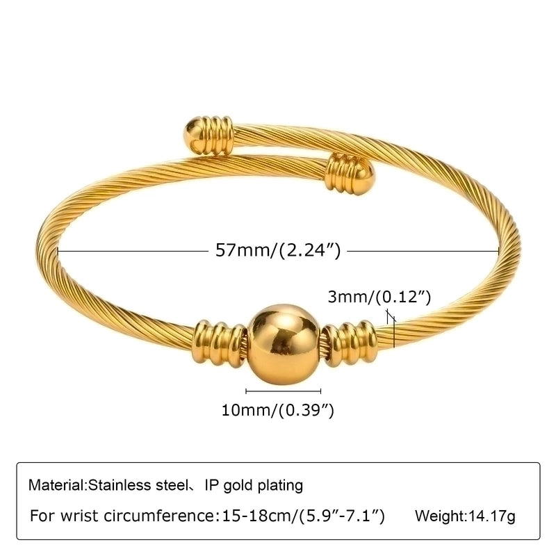 Elegant Geometric Stainless Steel Inlay Zircon 18k Gold Plated Bangle