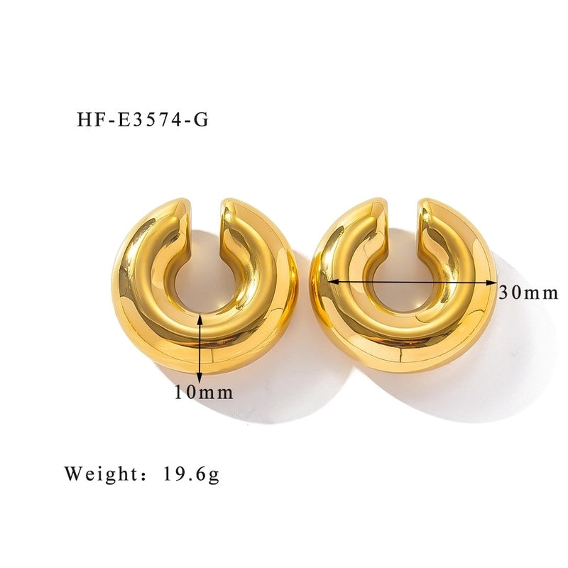 1 Piece Minimalist Classic Style Solid Color Plating 304 Stainless Steel Ear Cuffs