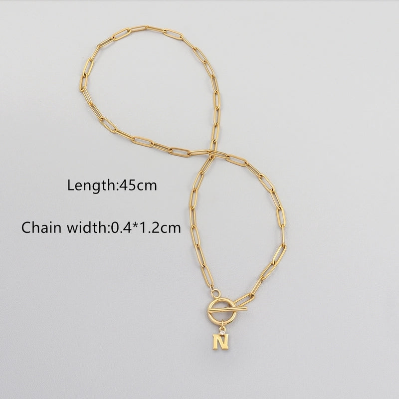 Elegant Minimalist Classic Style Letter 201 Stainless Steel 304 Stainless Steel Artificial Crystal Stainless Steel Necklaces