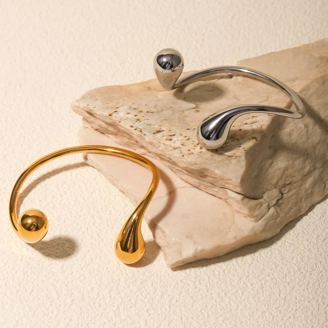 Cute & Edgy Round Titanium Steel 18K Gold Plated Bangles