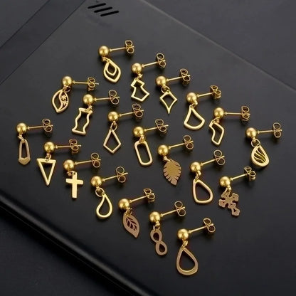 Minimalist Geometric Cross Stainless Steel Asymmetrical Dangling Earrings 1 Piece