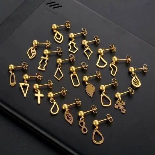 Minimalist Geometric Cross Stainless Steel Asymmetrical Dangling Earrings 1 Piece