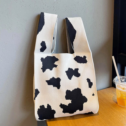 Vest Bag Vest Bag Cute Panda Large Knitted Shoulder Handbag Hand Bag Commuter Large Capacity Wrist Bag