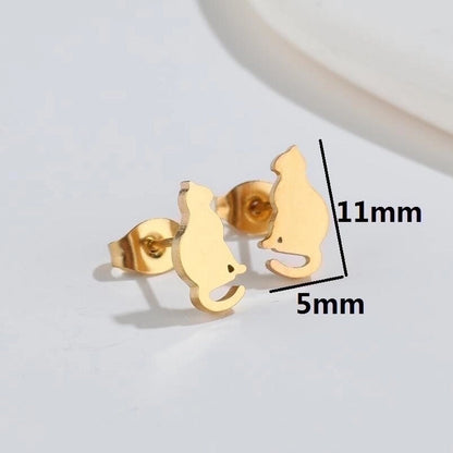 1 Pair Fashion Animal 304 Stainless Steel 18K Gold Plated Ear Studs