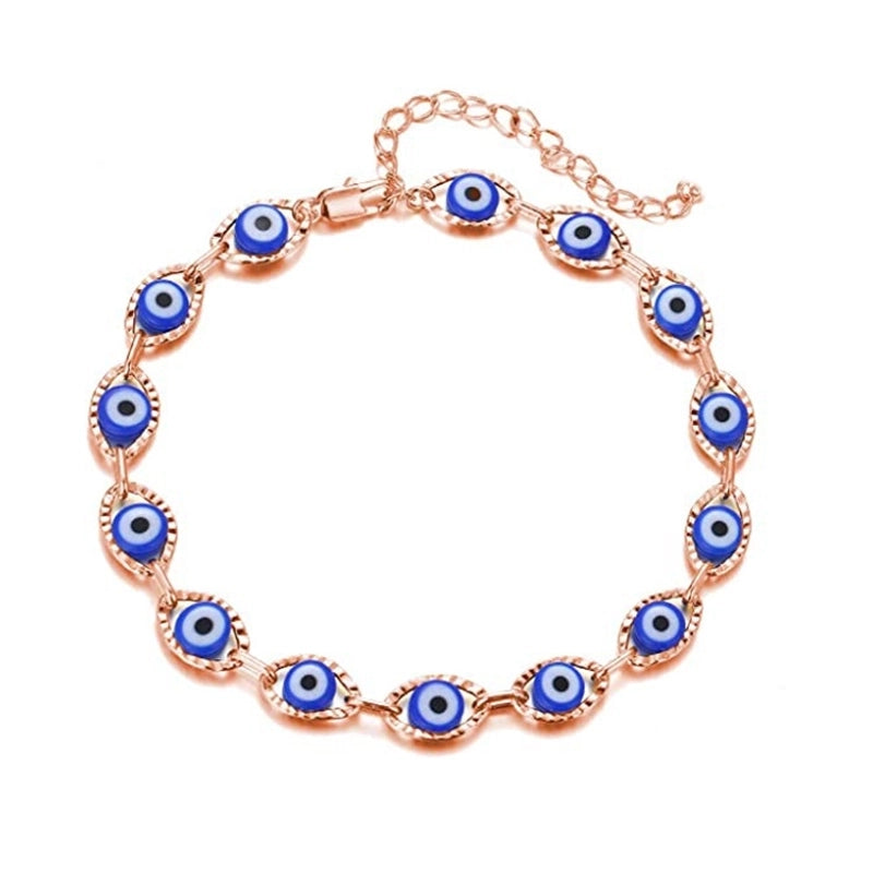 Retro Devil's Eye Copper Plating Unisex Bracelets Anklet Necklace