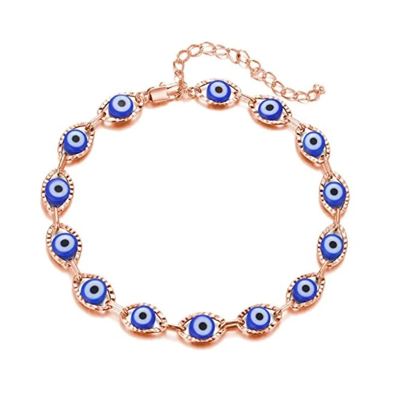 Retro Devil's Eye Copper Plating Unisex Bracelets Anklet Necklace