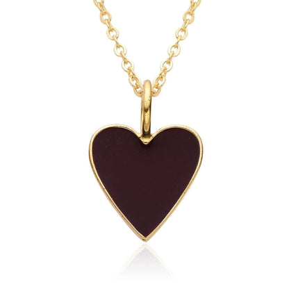 Copper IG Style Minimalist Heart Shape Enamel Plating Pendant Necklace