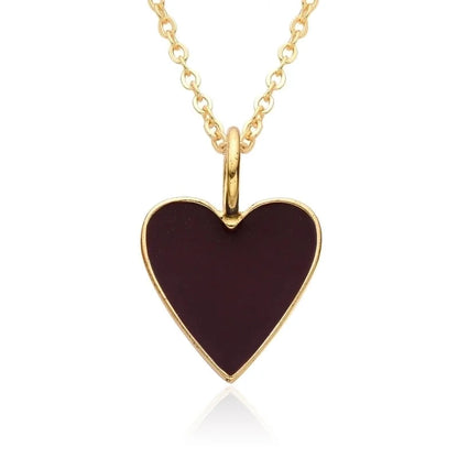 Copper IG Style Minimalist Heart Shape Enamel Plating Pendant Necklace