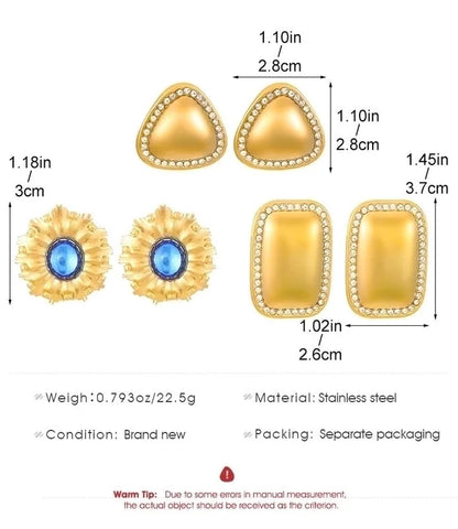 1 Pair Casual Minimalist Streetwear Geometric Plating 304 Stainless Steel Drop Earrings