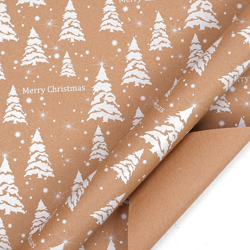 Christmas Gift Gift Box Wrapping Paper Brown Kraft Paper Uv Printing Environmentally Friendly Christmas Wrapping Paper Set