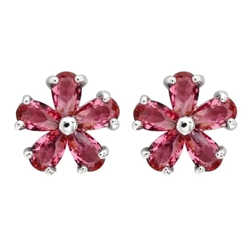 1 Pair Minimalist Flower Plating Inlay Copper Zircon White Gold Plated Ear Studs