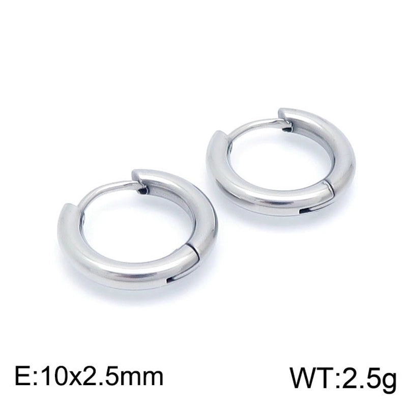 1 Pair Streetwear Solid Color Titanium Steel 18K Gold Plated Hoop Earrings