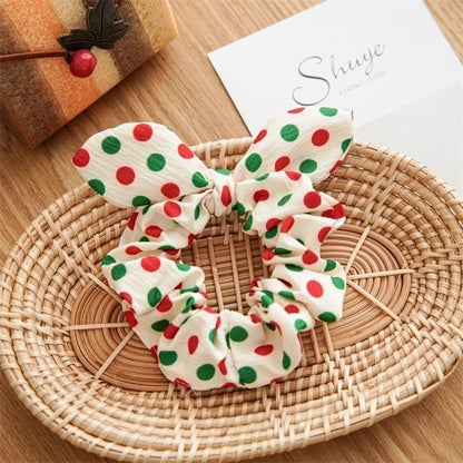 Christmas Retro Women's Polka Dots Handmade Hair Tie