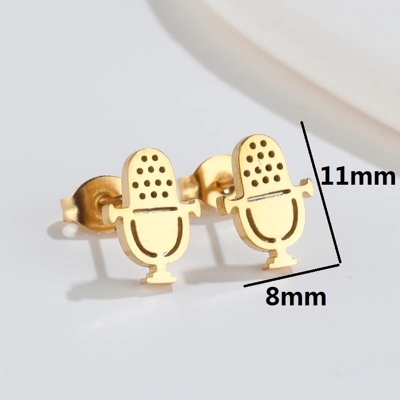 1 Pair Fashion Musical Instrument Plating 304 Stainless Steel 18K Gold Plated Ear Studs