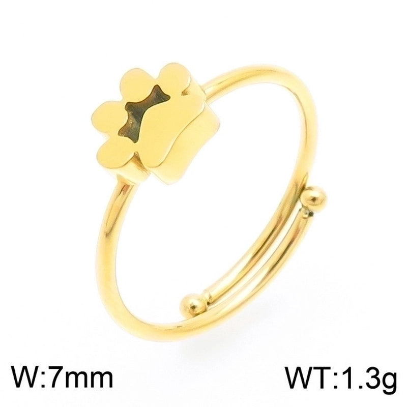 Minimalist Korean Style Animal Paw Print Titanium Steel 18K Gold Plated Plating Bracelets Earrings Necklace
