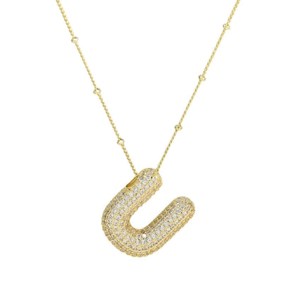 Casual Minimalist Letter Brass Plating Zircon Pendant Necklace 1 Piece