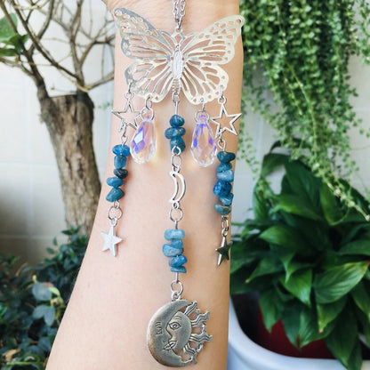 Christmas Pastoral Sun Butterfly Crystal Pendant Wind Chime Wall Art