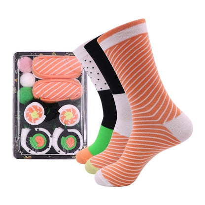 Sushi Socks Medium Trendy Socks Combed Cotton Christmas Socks Christmas Gift Boxed High Top Trendy Couple Casual Socks