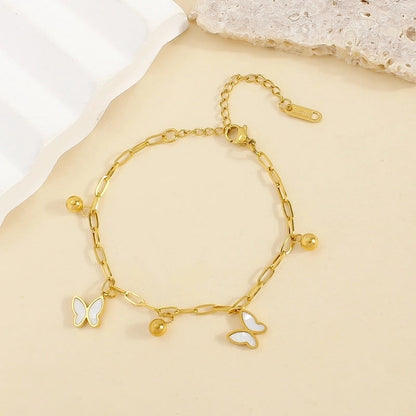 Casual Elegant Minimalist Butterfly 304 Stainless Steel 18K Gold Plated Shell Bracelets In Bulk