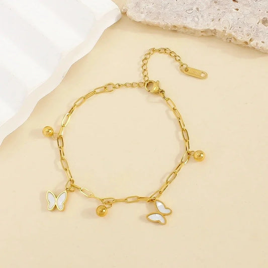 Casual Elegant Minimalist Butterfly 304 Stainless Steel 18K Gold Plated Shell Bracelets In Bulk