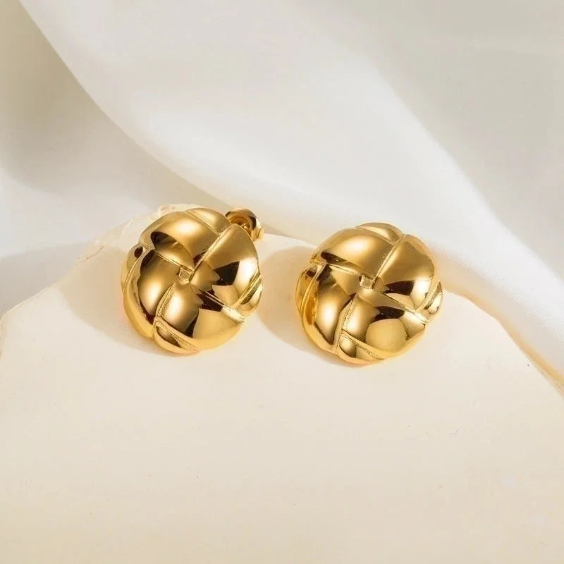 1 Pair Minimalist Classic Style Argyle 304 Stainless Steel 14K Gold Plated Stainless Steel Earrings
