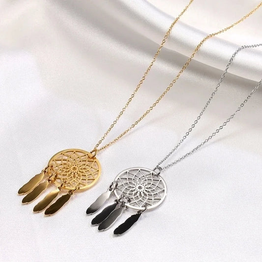 2 Pieces Minimalist Round Titanium Steel Plating Pendant Necklace