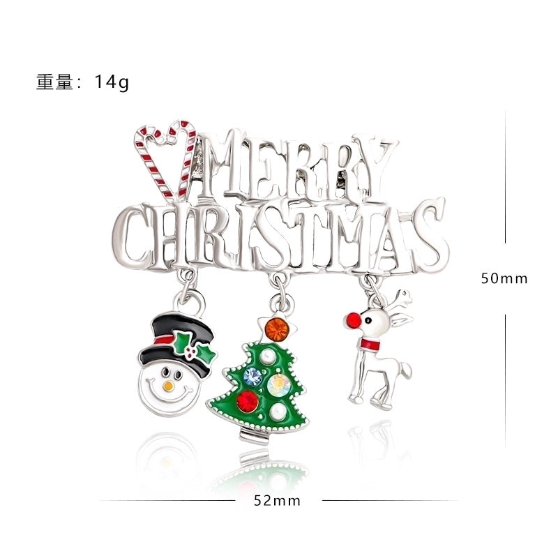 2 Pieces Ethnic Style Pin Christmas Tree Letter Wreath Imitation Pearl Alloy Rhinestone Enamel Unisex Brooches