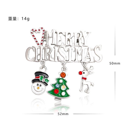 2 Pieces Ethnic Style Pin Christmas Tree Letter Wreath Imitation Pearl Alloy Rhinestone Enamel Unisex Brooches