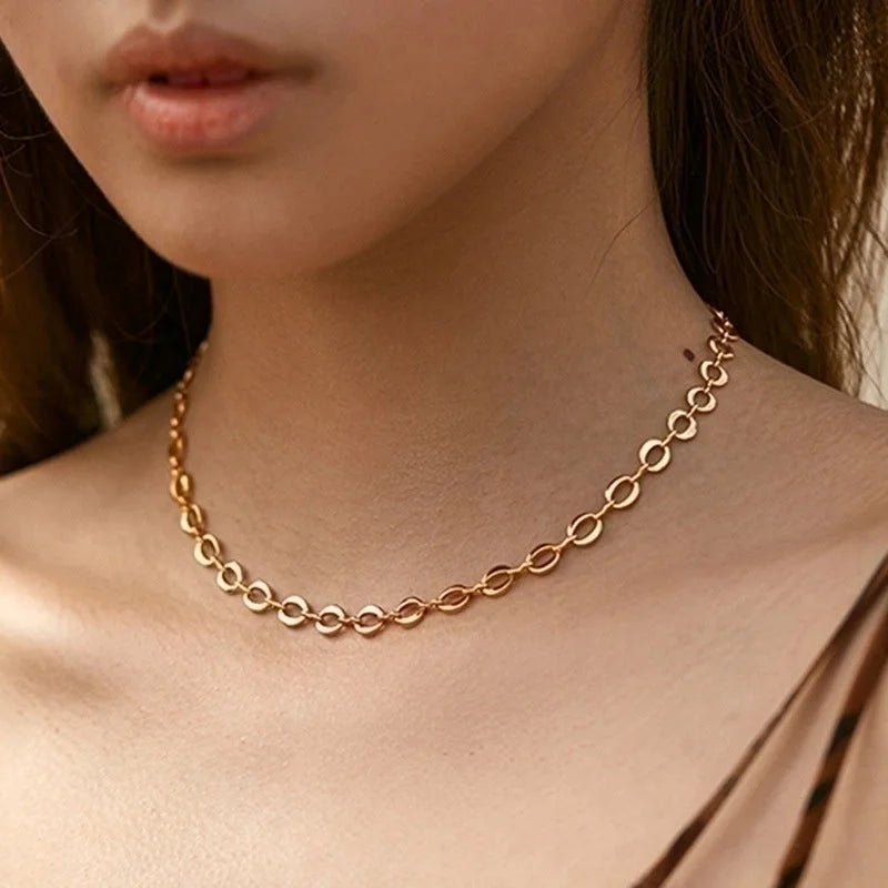 Ig Style Minimalist Solid Color Copper Plating Chain 18k Gold Plated Necklace