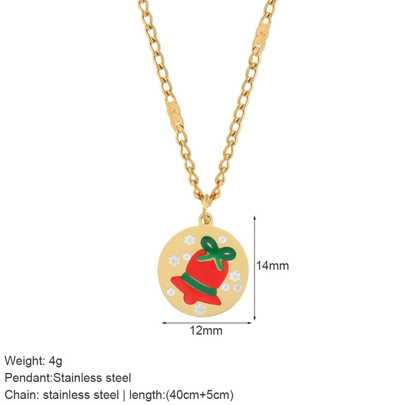 Nordic Style Classic Style Gingerbread Moon 316L Stainless Steel Plating Pendant Necklace