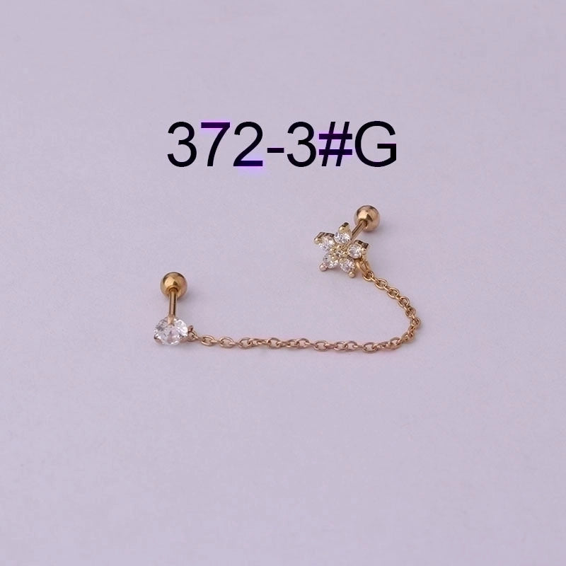 Ear Cartilage Rings & Studs Fashion Flower Copper Plating Artificial Gemstones