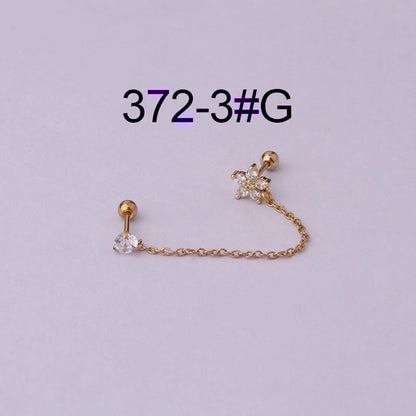 Ear Cartilage Rings & Studs Fashion Flower Copper Plating Artificial Gemstones