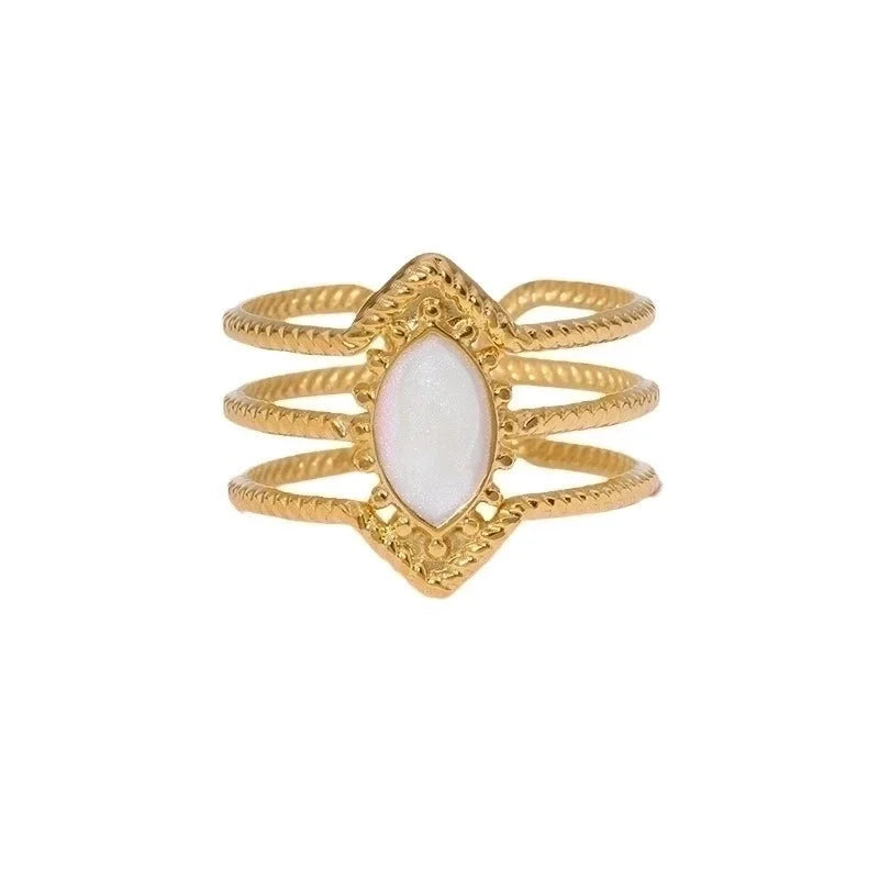 Casual Minimalist Geometric 304 Stainless Steel Hollow Out Inlay Open Rings