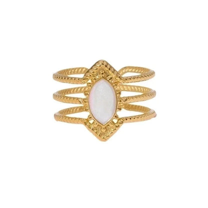 Casual Minimalist Geometric 304 Stainless Steel Hollow Out Inlay Open Rings